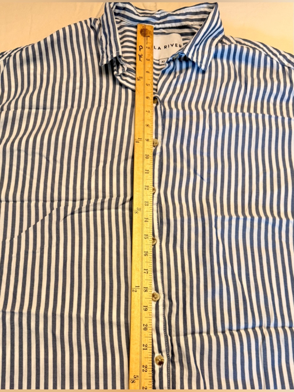 Lola River Womens Blue White Striped Tencel Short Sleeve Button down Shirt XL - Picture 5 of 8